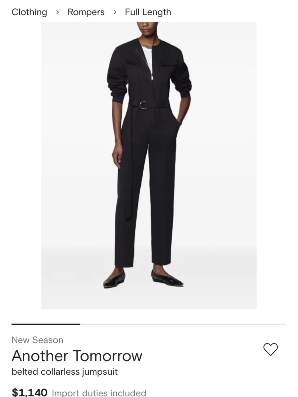 Belted Collarless Jumpsuit - Black